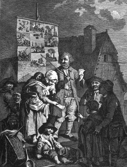 Vásári képmutogató Johann Conrad Seekatz és Antoine Louis Romanet rézmetszete a 18. századból, Christian von Metchel kiadásában megjelent könyvillusztráció Basel, 1766, reprodukció