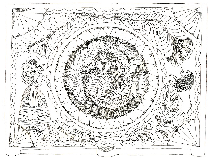 Kutasi tükrös mintarajza a Néprajzi Múzeum rajzgyűjteményéből (R25059)