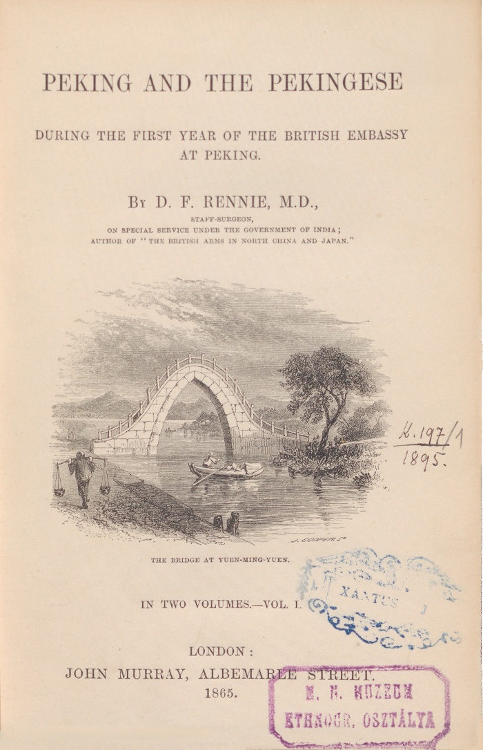 Peking and the Pekingese … (London, 1865.) – Xántus János ex libris bélyegzőjével (0.197)